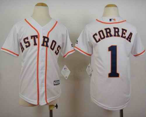 Astros #1 Carlos Correa White Cool Base Stitched Youth MLB Jersey