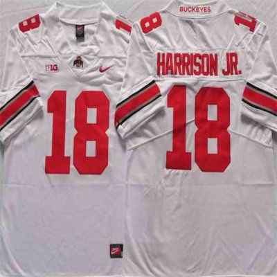 Men's Ohio State Buckeyes #18 Harrison jr White Stitched Jersey