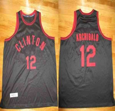 Men's Clinton #12 Nate Archibald Black Stitched Jersey