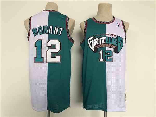 Men's Memphis Grizzlies #12 Ja Morant White/Teal Throwback Stitched Jersey