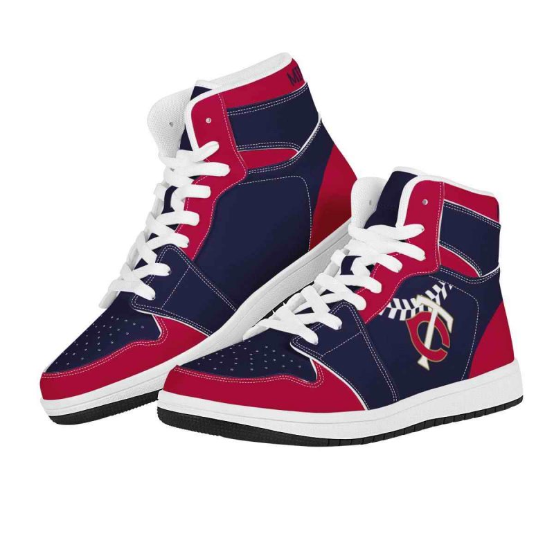 Women's Minnesota Twins High Top Leather AJ1 Sneakers 002