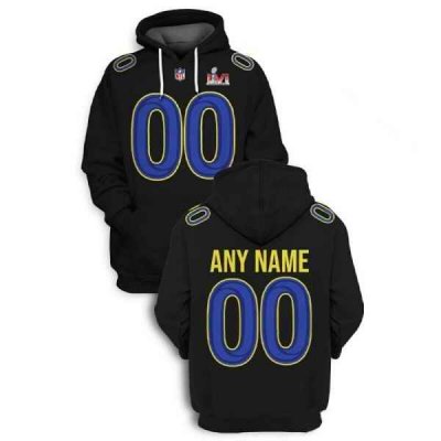 Men's Los Angeles Rams Custom 2021 Black Super Bowl LVI Pullover Hoodie