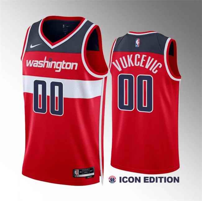 Men's Washington Wizards #00 Tristan Vukcevic Red Icon Edition Stitched Basketball Jersey