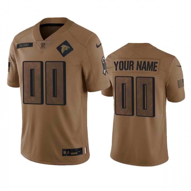 Men's Atlanta Falcons Active Player Custom 2023 Brown Salute To Setvice Limited Stitched Football Jersey