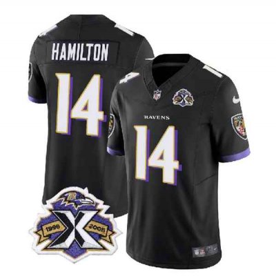 Men's Baltimore Ravens #14 Kyle Hamilton Black 2023 F.U.S.E With Patch Throwback Vapor Limited Jersey