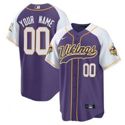 Men's Minnesota Vikings ACTIVE PLAYER Custom Purple/White Cool Base Stitched Baseball Jersey