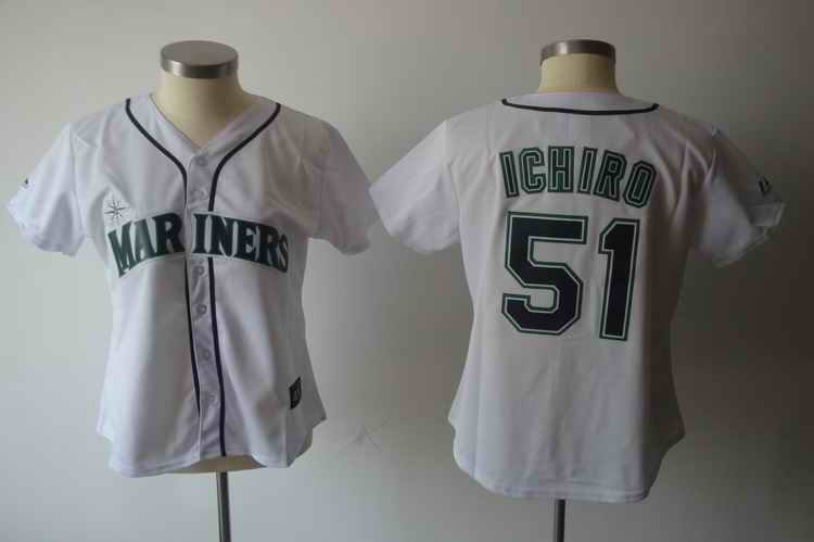 Mariners #51 Ichiro Suzuki White Women's Fashion Stitched MLB Jersey