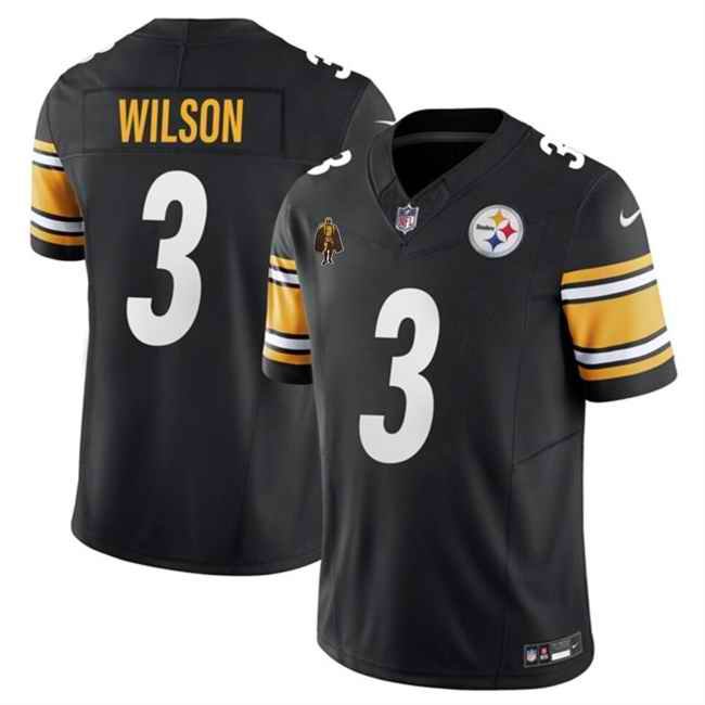 Men's Pittsburgh Steelers #3 Russell Wilson Black F.U.S.E. With Walter Payton Patch Vapor Untouchable Limited Stitched Jersey