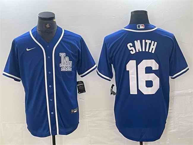 Men's Los Angeles Dodgers #16 Will Smith Blue Cool Base Stitched Baseball Jersey