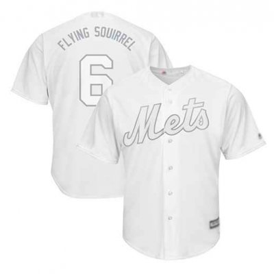 Men's New York Mets #6 Jeff McNeil Flying Squirrel White Cool Base Stitched Baseball Jersey