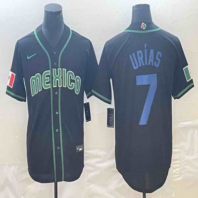 Men's Mexico Baseball #7 Julio Ur'as 2023 Black World Baseball Classic Stitched Jersey