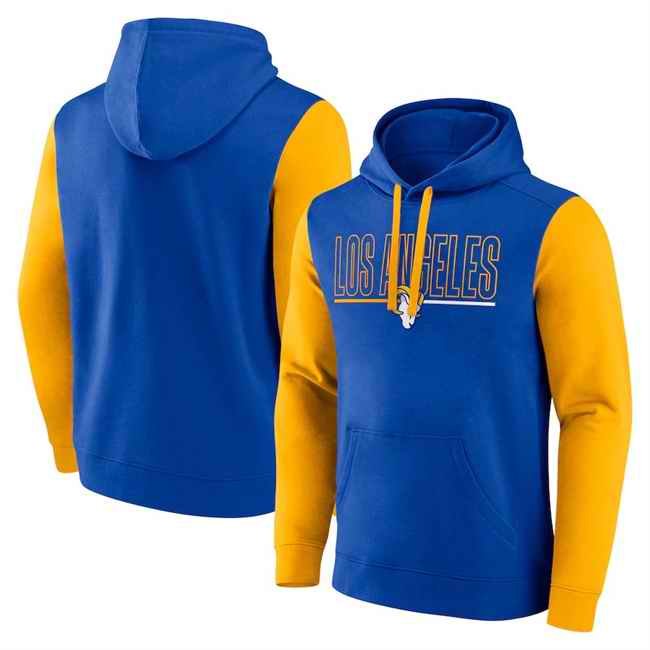 Men's Los Angeles Rams Royal/Gold Outline Pullover Hoodie