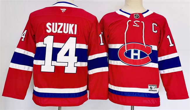 Youth Montreal Canadiens #14 Nick Suzuki Red 2024-25 Stitched Jersey