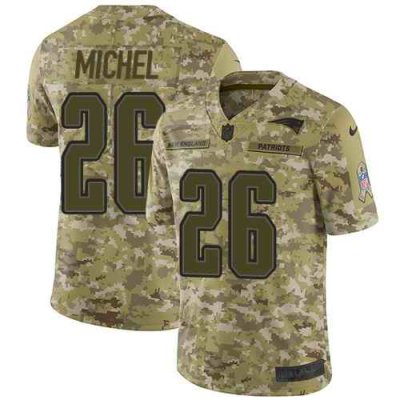 Men's New England Patriots #26 Sony Michel 2018 Camo Salute to Service Limited Stitched NFL Jersey