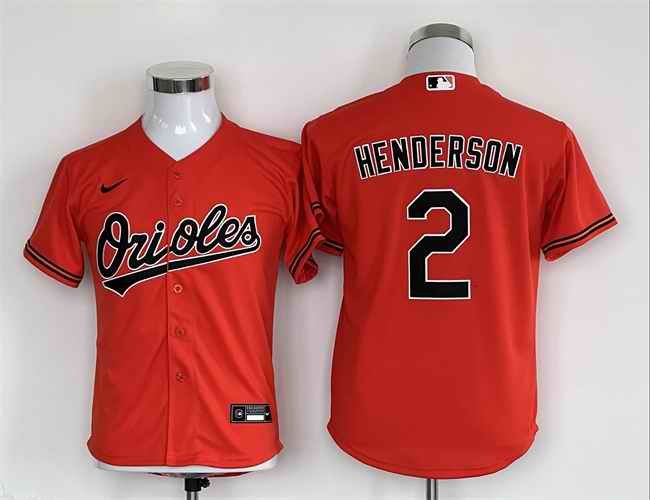 Youth Baltimore Orioles  #2 Gunnar Henderson Orange Stitched Baseball Jersey