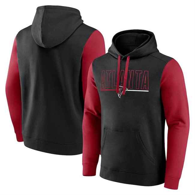 Men's Atlanta Falcons Black/Red Outline Pullover Hoodie