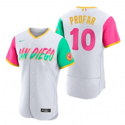 Men's San Diego Padres #10 Jurickson Profar 2022 White City Connect Flex Base Stitched Baseball Jersey