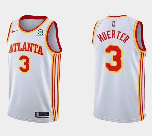 Men's Atlanta Hawks #3 Kevin Huerter White Stitched NBA Jersey