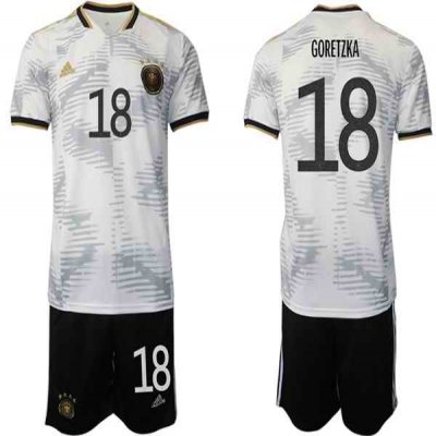 Men's Germany #18 Goretzka White 2022 FIFA World Cup Home Soccer Jersey Suit