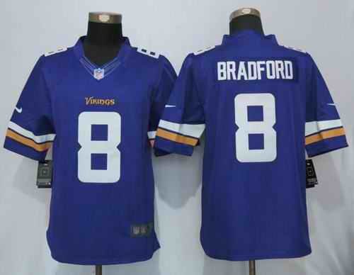 Nike Vikings #8 Sam Bradford Purple Team Color Men's Stitched NFL Limited Jersey