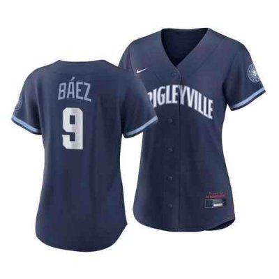 Women's Chicago Cubs #9 Javier B'ez 2021 Navy City Connect Stitched Jersey