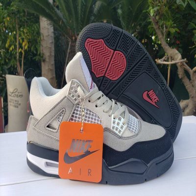 Men's Hot Sale Running weapon Air Jordan 4 Retro Grey/Black Shoes 027