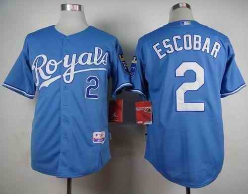 Royals #2 Alcides Escobar Light Blue Alternate 1 Cool Base Stitched MLB Jersey