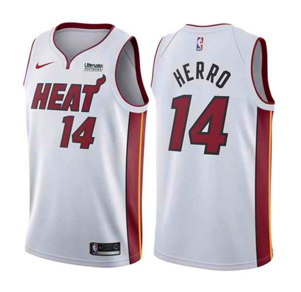 Men's Miami Heat #14 Tyler Herro White Association Edition Swingman Stitched Jersey