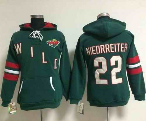 Minnesota Wild #22 Nino Niederreiter Green Women's Old Time Heidi NHL Hoodie