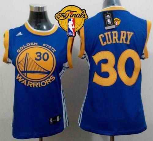 Warriors #30 Stephen Curry Blue The Finals Patch Women's Road Stitched NBA Jersey