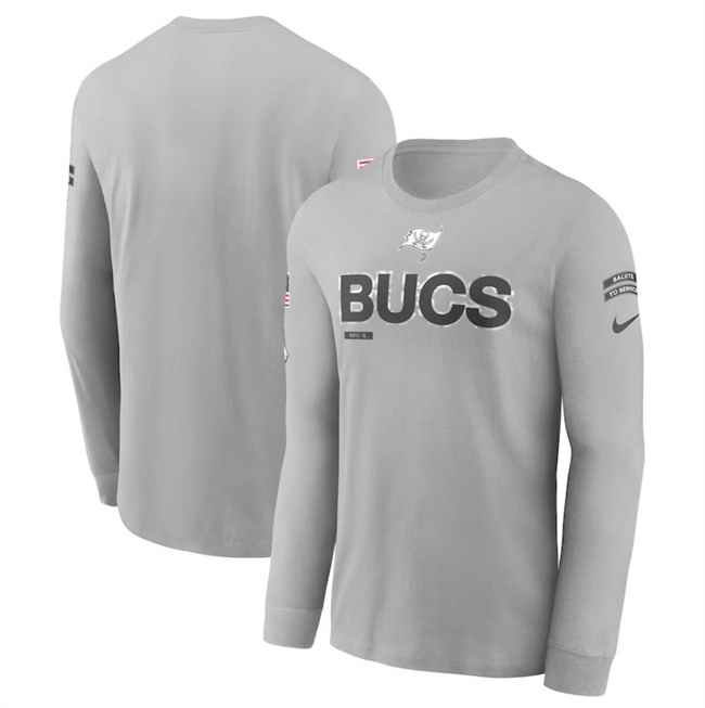 Men's Tampa Bay Buccaneers 2024 Gray Salute To Service Long Sleeve T-Shirt