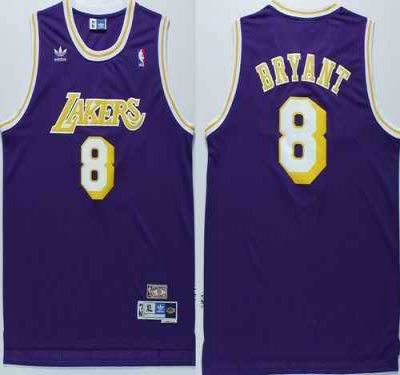 Lakers #8 Kobe Bryant Purple Throwback Stitched NBA Jersey