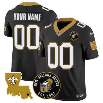 Men's New Orleans Saints Customized Black F.U.S.E. EST. 1967 Patch Vapor Stitched Jersey