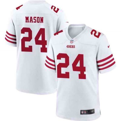 Men's San Francisco 49ers #24 Jordan Mason White Stitched Game Football Jersey