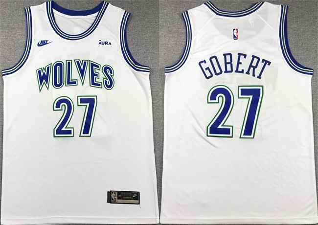 Men's Minnesota Timberwolves #27 Rudy Gobert White City Edition Stitched Jersey