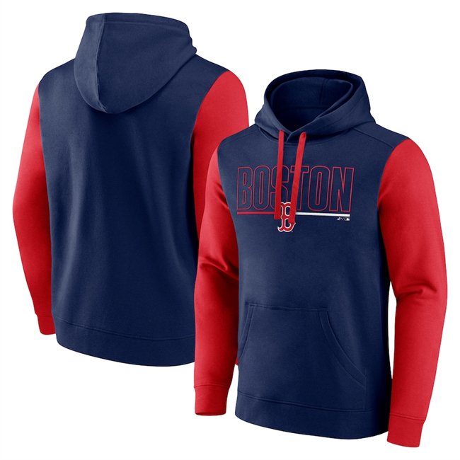 Men's Boston Red Sox Navy Outline Fleece Pullover Hoodie