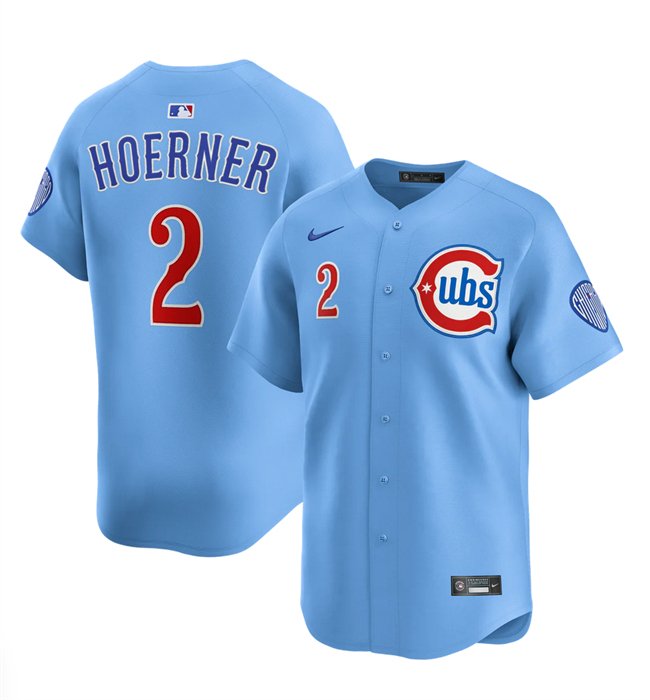 Men's Chicago Cubs #2 Nico Hoerner Blue 2024/25 2nd Alternate Limited Stitched Baseball Jersey