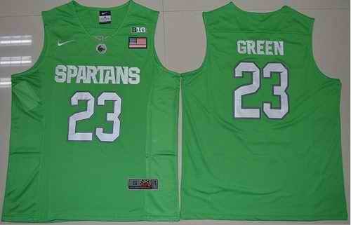 Spartans #23 Draymond Green Apple Green Authentic Basketball Stitched NCAA Jersey