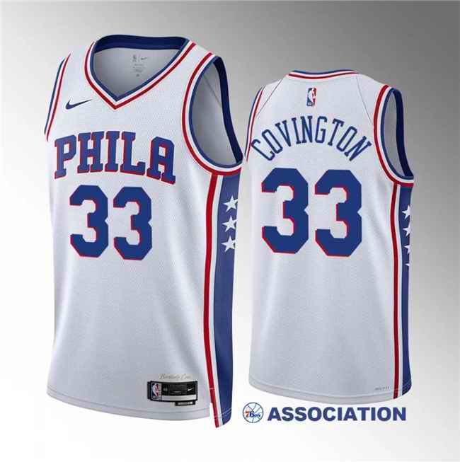 Men's Philadelphia 76ers #33 Robert Covington White Association Edition Stitched Jersey