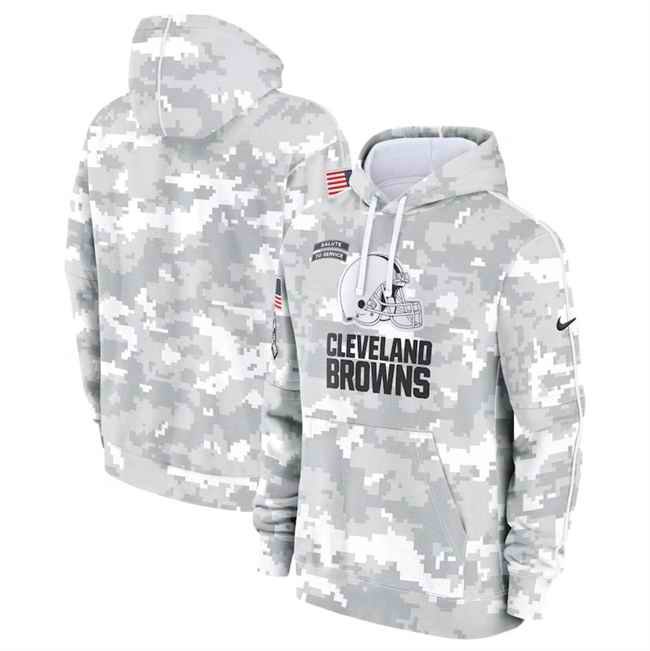 Youth Cleveland Browns 2024 White/Gray Salute To Service Pullover Hoodie