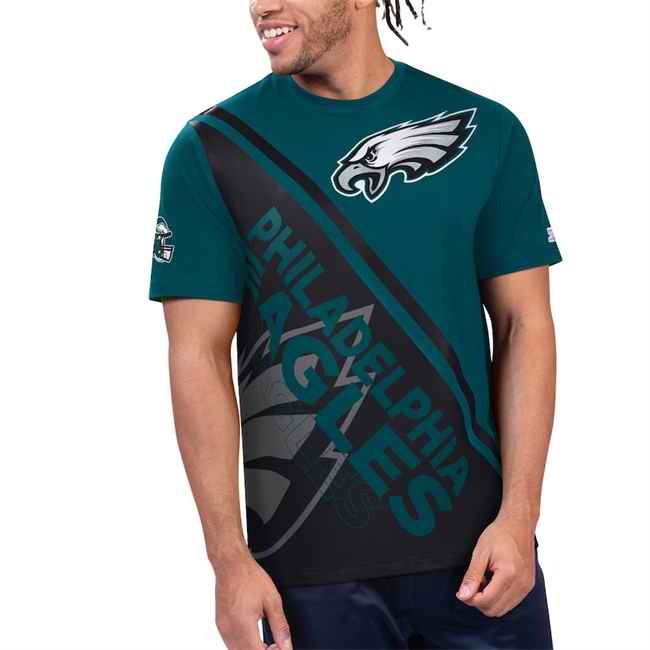 Men's Philadelphia Eagles Midnight Green/Black Finish Line Extreme Graphic T-Shirt