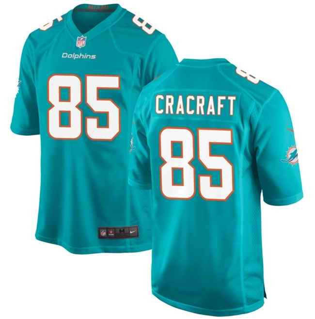 Men's Miami Dolphins #85 River Cracraft Aqua Stitched Game Jersey