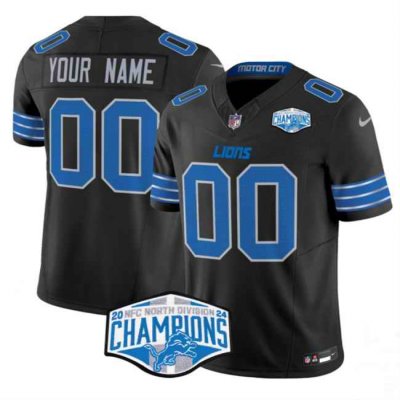 Men's Detroit Lions Active Player Custom Black 2024 NFC North Champions F.U.S.E. Vapor Limited Stitched Jersey