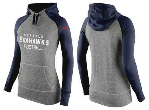 Women's Nike Seattle Seahawks Performance Hoodie Grey & Dark Blue_1