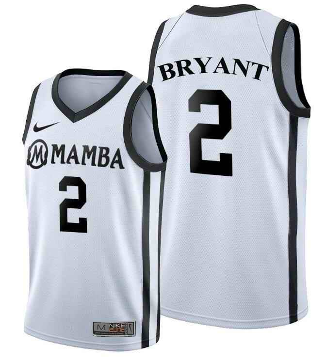 Men's Los Angeles Lakers #2 Kobe Brant'Mamba' White Stitched NBA Jersey