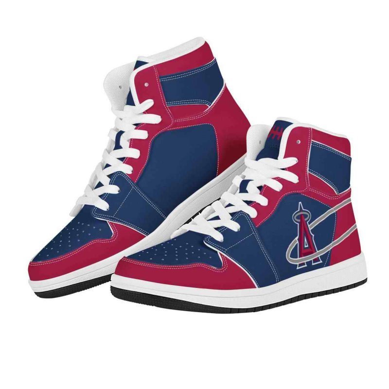 Men's Los Angeles Angels High Top Leather AJ1 Sneakers 002