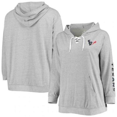 Women's Houston Texans Heathered Gray Lace-Up Pullover Hoodie