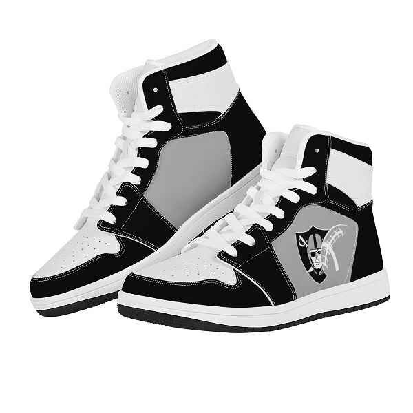 Women's Las Vegas Raiders High Top Leather AJ1 Sneakers 001