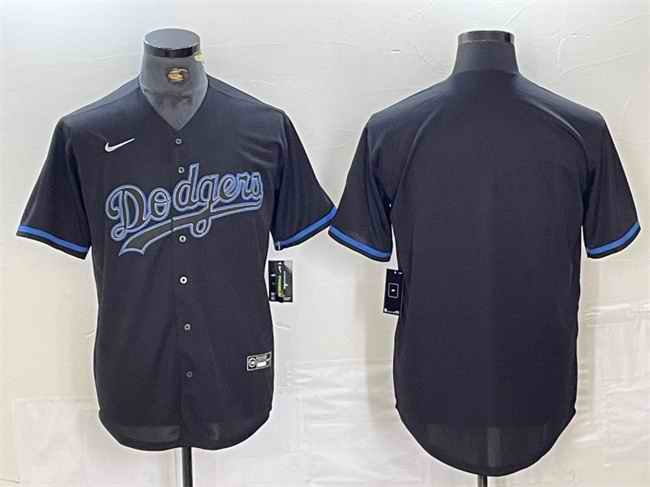 Men's Los Angeles Dodgers Blank Black Cool Base Stitched Baseball Jersey