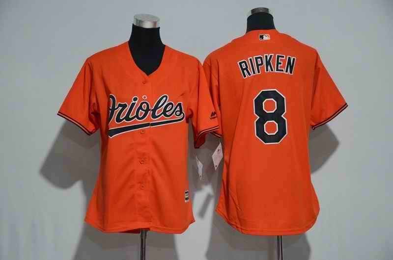 Women's Baltimore Orioles #8 Cal Ripken Majestic Orange Alternate Cool Base Player Stitched MLB Jersey